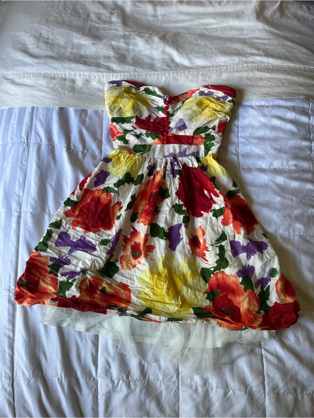 Strapless floral babydoll dress